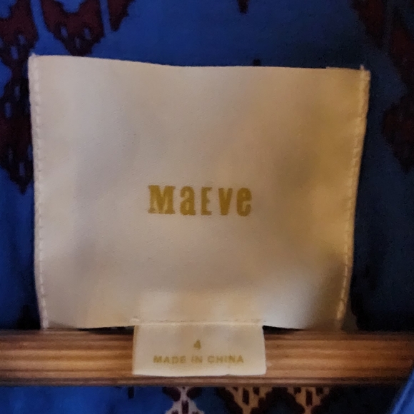 Maeve by Anthropologie Blue Boho‎ Print Button Down Shirt Women’s Size 4 - Picture 2 of 8